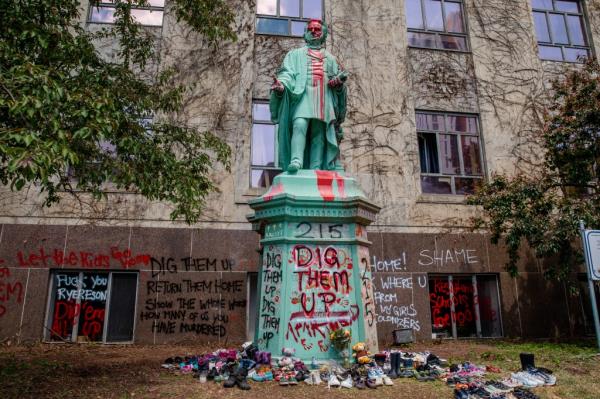 Vandalized statue of Egerton Ryerson