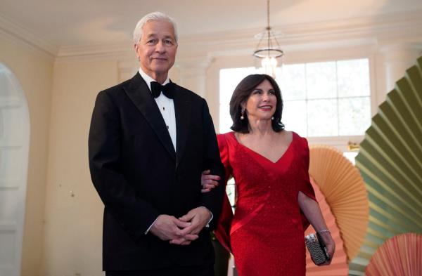 Jamie Dimon and wife Judith Kent at the White House on April 10 for the State Dinner in ho<em></em>nor of Japanese Prime Minister Fumio Kishida.