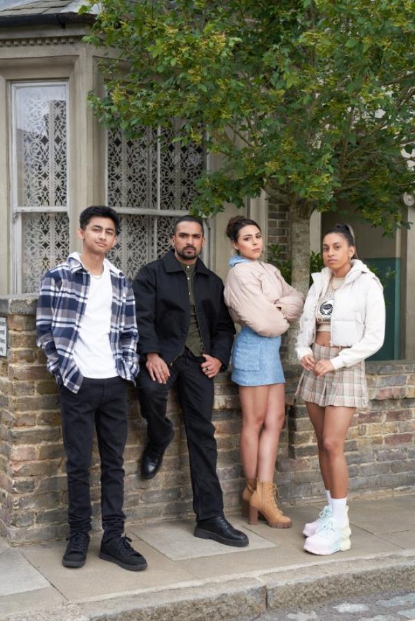 Ravi with Nugget, Priya and Avani in EastEnders