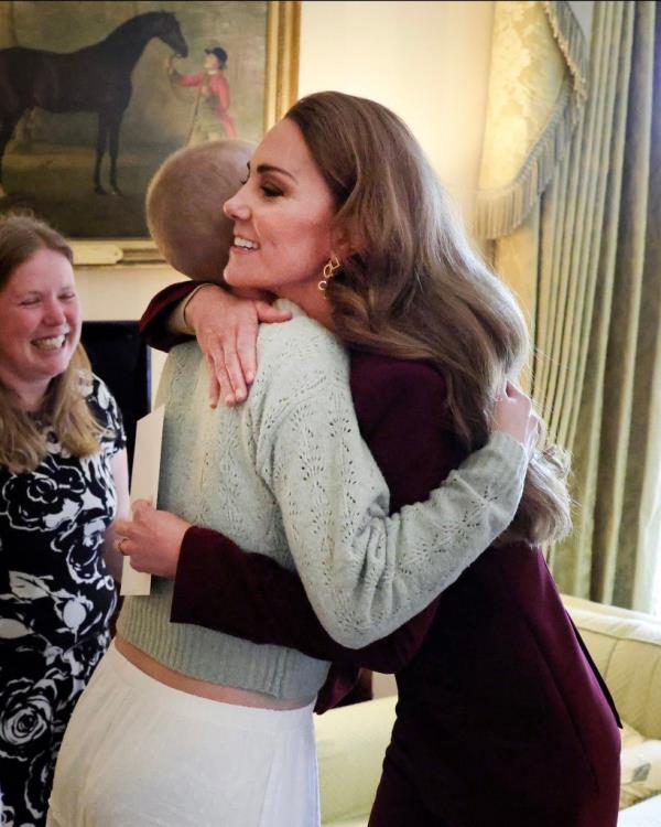 Kate Middleton hugs Liz Hatton at Windsor Castle on Oct. 2, 2024.