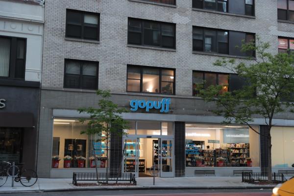 Marco Botarelli standing in front of the Gopuff grocery delivery store on Lexington Avenue, New York City