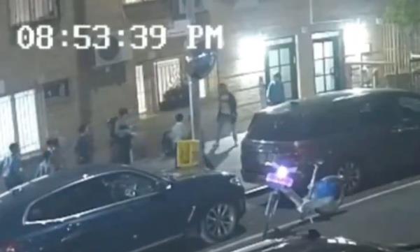 Surveillance video tweeted by Williamsburg 365 News shows an unidentified man on a CitiBike beat and kick an orthodox Jewish child on Franklin Ave in Brooklyn, Sunday May 12, 2024. 