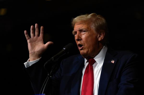 Former President Do<em></em>nald Trump speaks during a campaign rally at the Grand Sierra Resort in Reno, Nevada on Oct. 11, 2024.