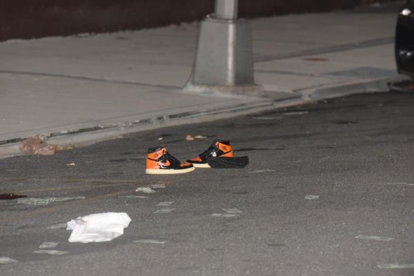 Sneakers left at the scene of the shooting.