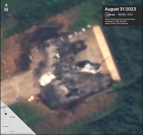 A satellite image from Thursday -- two days after the drone strike -- shows whatever was left of the IL-76 plane. 