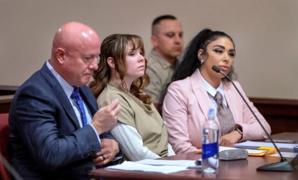 Hannah Gutierrez-Reed, the armorer on 'Rust' set, sitting with her attorneys during sentencing in New Mexico court, 15 April 2024