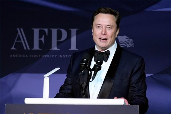 Elon Musk speaks after President-elect Do<em></em>nald Trump spoke during an America First Policy Institute gala at his Mar-a-Lago estate, Thursday