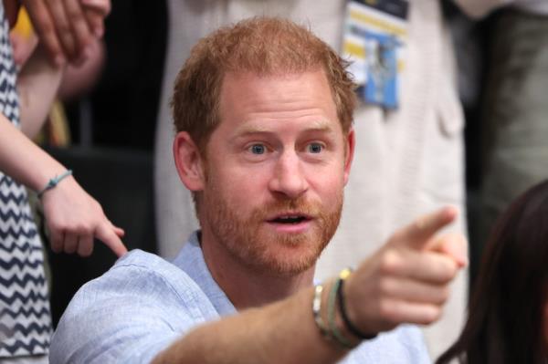 Prince Harry, Duke of Sussex attends the sitting volleyball match between Poland and Germany at the Merkur Spiel-Arena during day six of the Invictus Games Düsseldorf 2023.