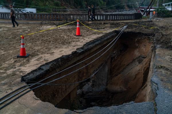 A hole that opened up inside a bridge in Bat Cave.