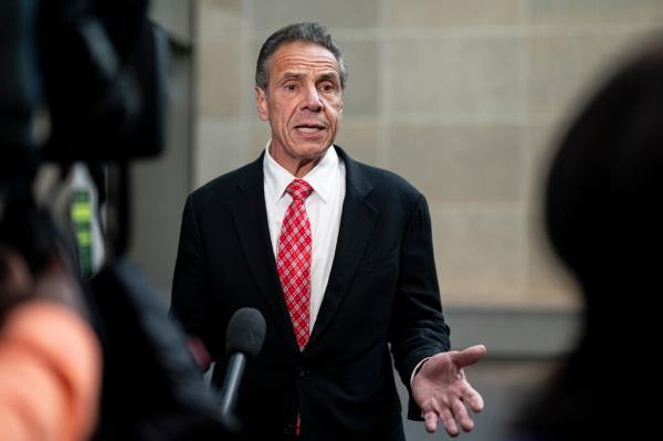 Former Gov. Andrew Cuomo (D-NY) speaks to reporters following a closed-door interview with the House Oversight and Accountability Subcommittee on Coro<em></em>navirus Pandemic on Capitol Hill, on June 11, 2024 