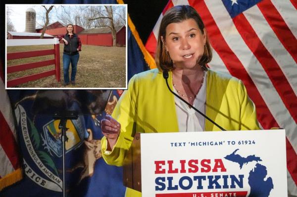 Rep. Elissa Slotkin, chats on the phone as she tries to address a shortage of protective equipment for medical perso<em></em>nnel in Michigan amidst the COVID-19 pandemic while working at her familys farm house in Holly, Mich., on April 3, 2020.