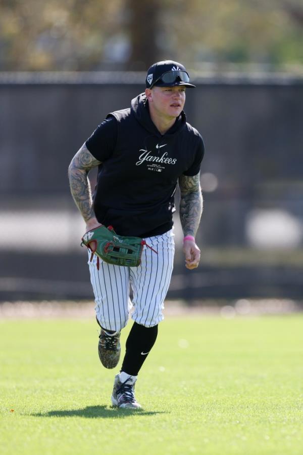 Alex Verdugo participates in spring training workouts for the Yankees.