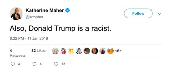 Maher shared this view on former President Do<em></em>nald Trump in 2018, but she has since yanked the post from X.