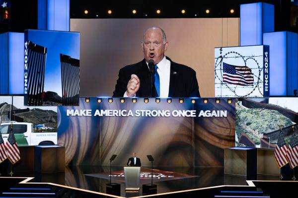 Homan speaking at the 2024 RNC in Milwaukee on July 17, 2024.