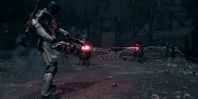 Remnant 2: The Engineer Firing Their Gatling At A Target Dummy