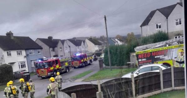 Firefighters are at the scene of an explosion on Ollersett Avenue in New Mills, Derbyshire (Picture: High Peak Live)