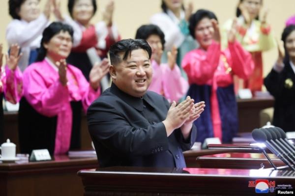 North Korea's leader Kim Jong Un applauds at the 5th Natio<em></em>nal Meeting of Mothers in Pyo<em></em>ngyang in this picture released by the Korean Central News Agency on Dec. 4, 2023. (KCNA via Reuters)