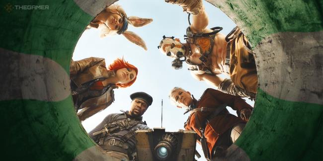 The cast of the Borderlands movie peering down a manhole.