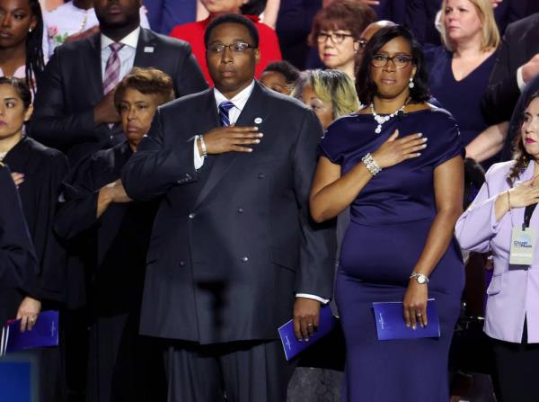 Ald. Jason Ervin and his wife, City Treasurer Melissa Conyears-Ervin, attend the inauguration of Mayor Brandon Johnson on May 15, 2023, at the Credit Unio<em></em>n 1 Arena.  