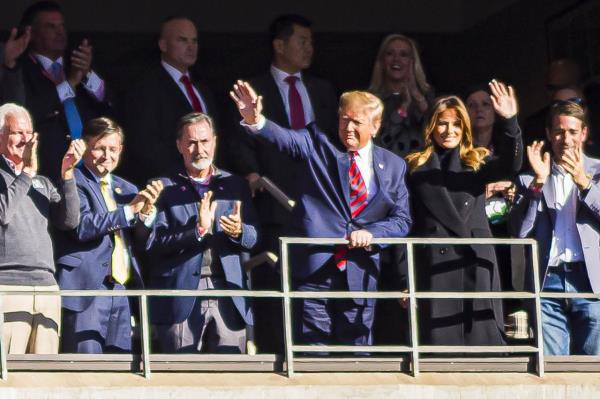 President Do<em></em>nald Trump and First Lady Melania Trump at the LSU-Alabama football game in Tuscaloosa, Alabama, Saturday, Nov. 9, 2019