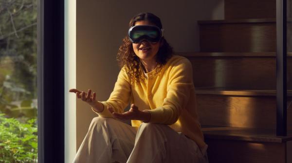 Woman using Vision Pro