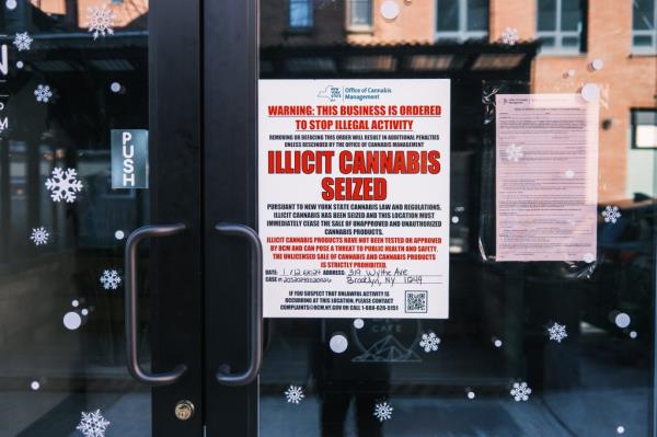 The state Office of Cannabis Management put a notice on the storefront of Breckenridge Cannabis Cafe that said, 